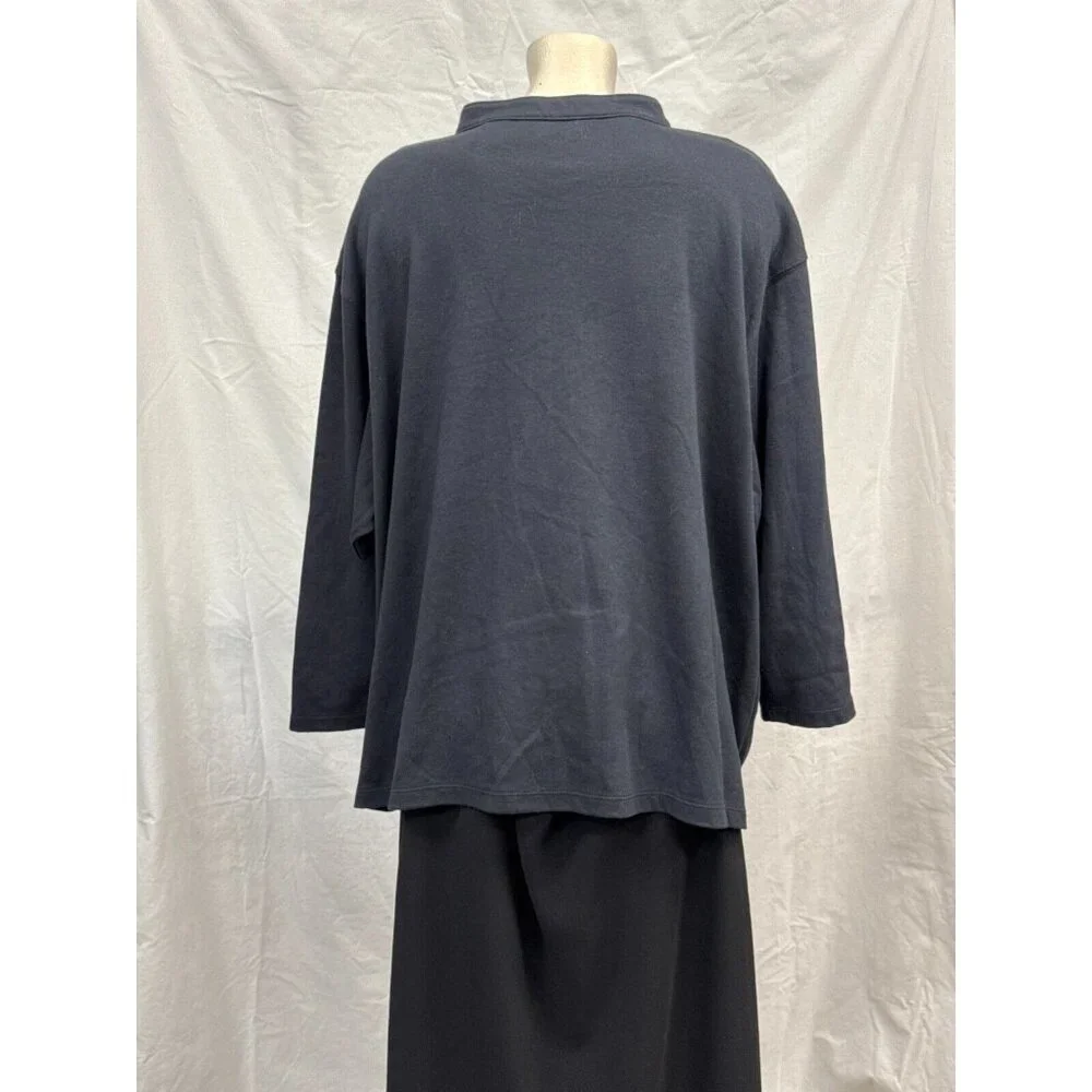 Bechamel Womens Cotton Black Button Front Collar Shirt Size 3X Long Sleeve - Picture 2 of 8